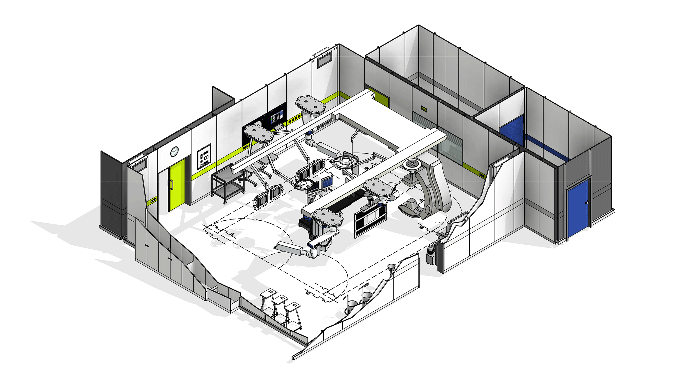 Isometrics Hybrid OP mit deckenmontiertem Bildgebungssystem