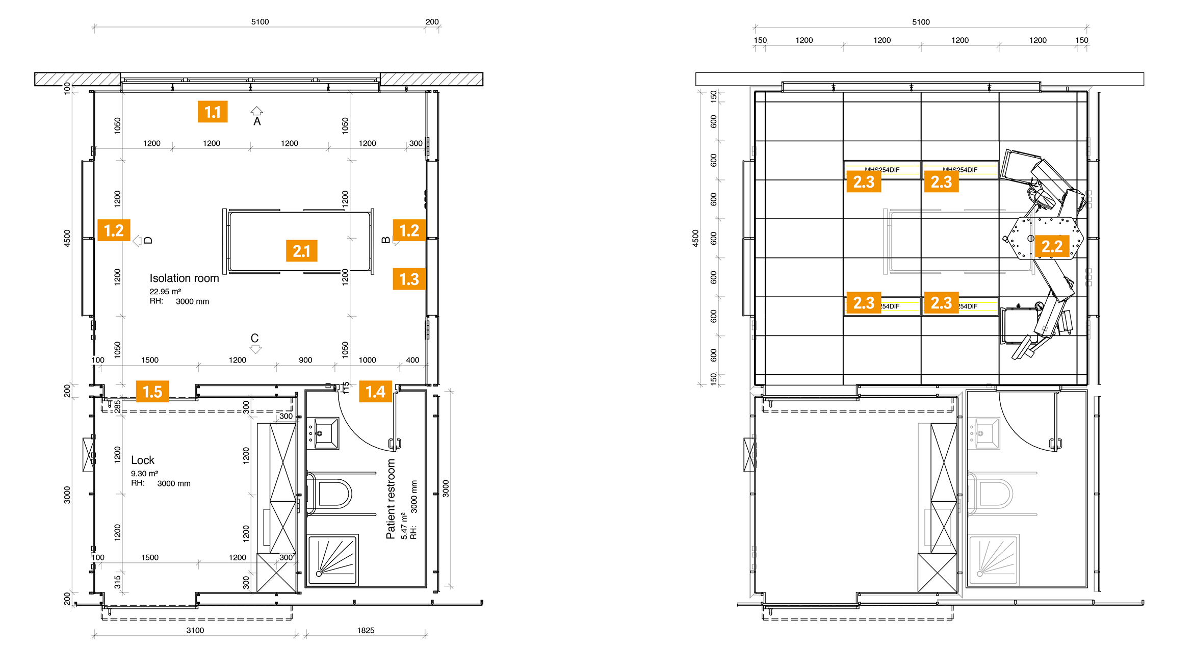 Grundriss Isolierzimmer