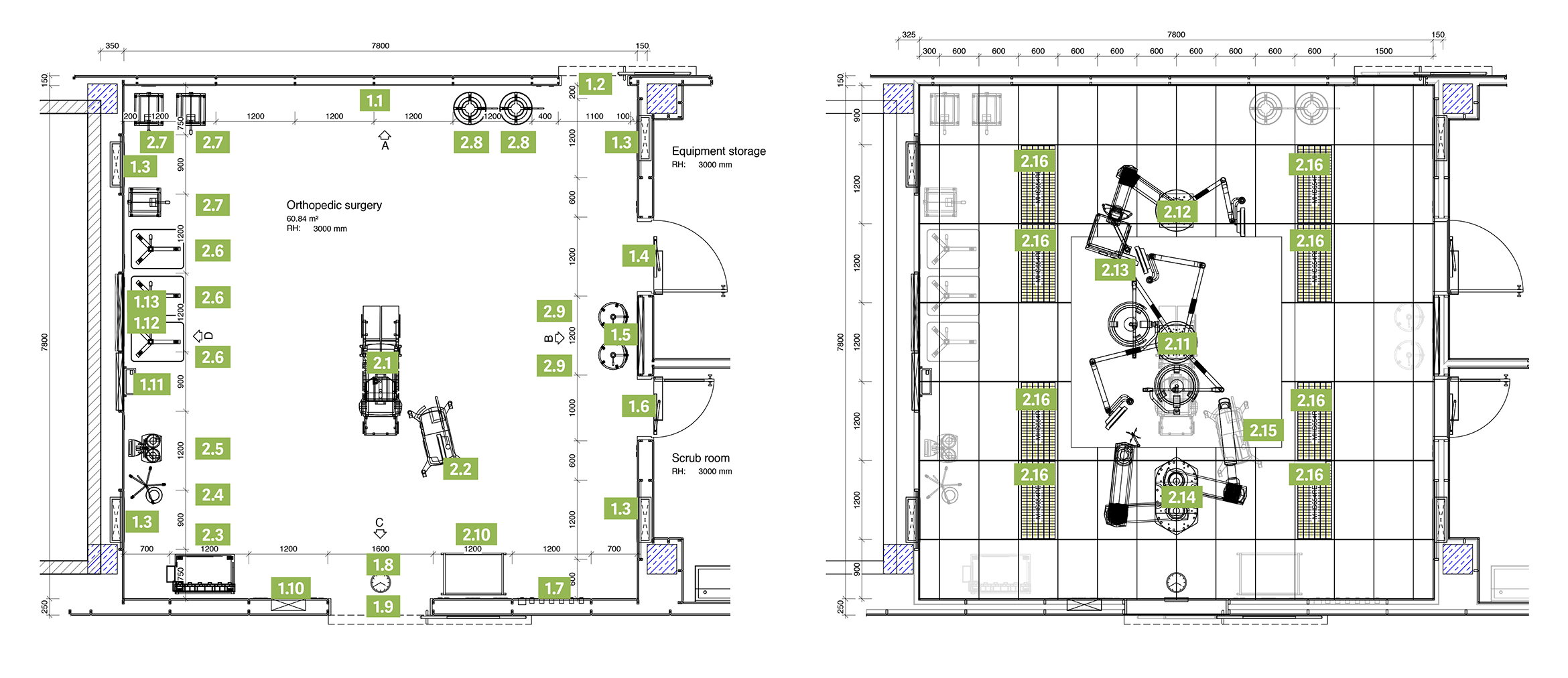 Grundriss und Deckenspiegel Orthopädie