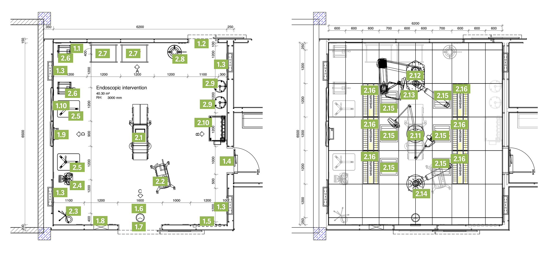 Grundriss und Deckenspiegel Endoskopie